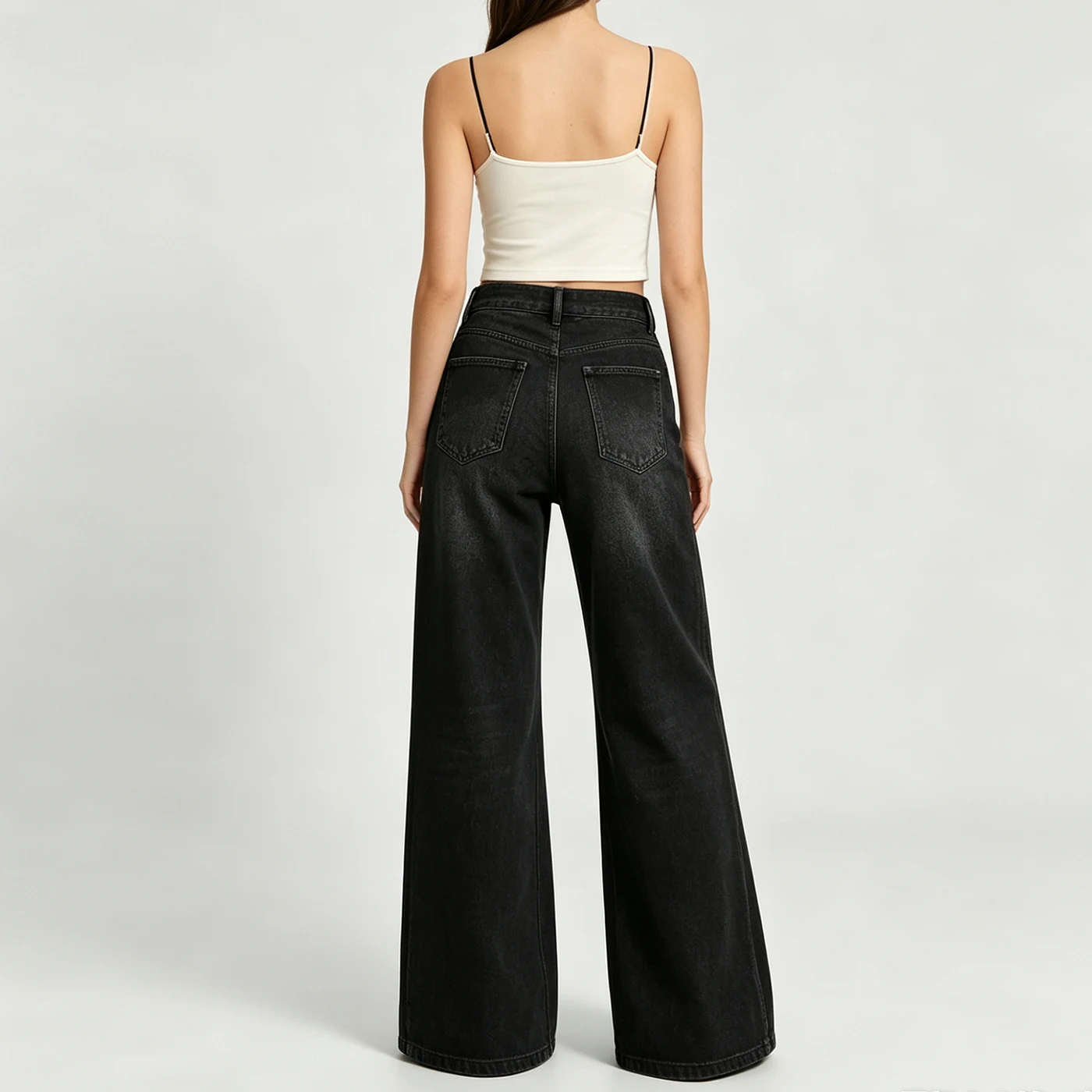 Women's Non-Stretch Wide Leg Jeans High Waist Vintage 3D Side Seam Embroidery — product detail 1