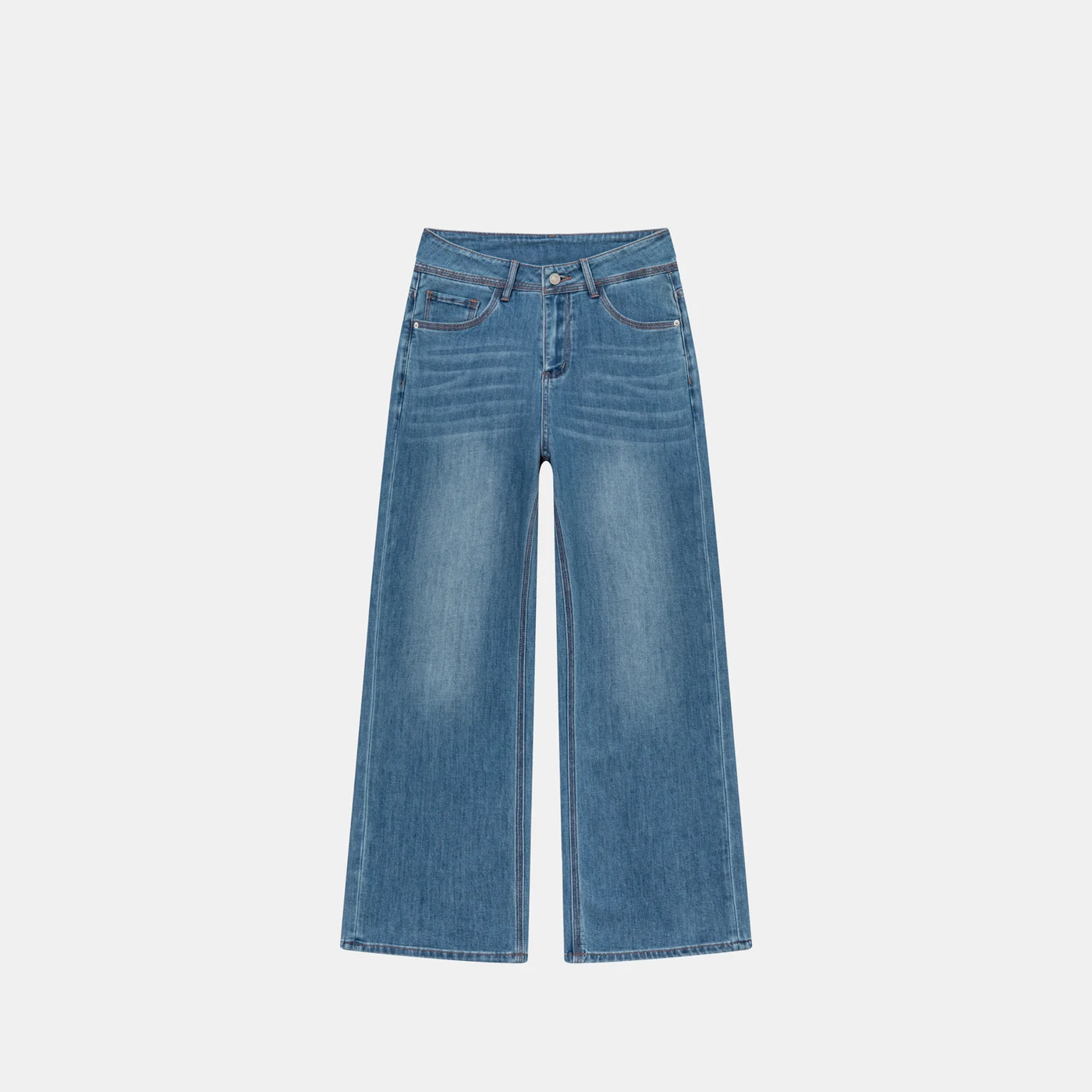 Women's Stretch Straight Leg Jeans Blue Loose Denim Pants — product detail 2