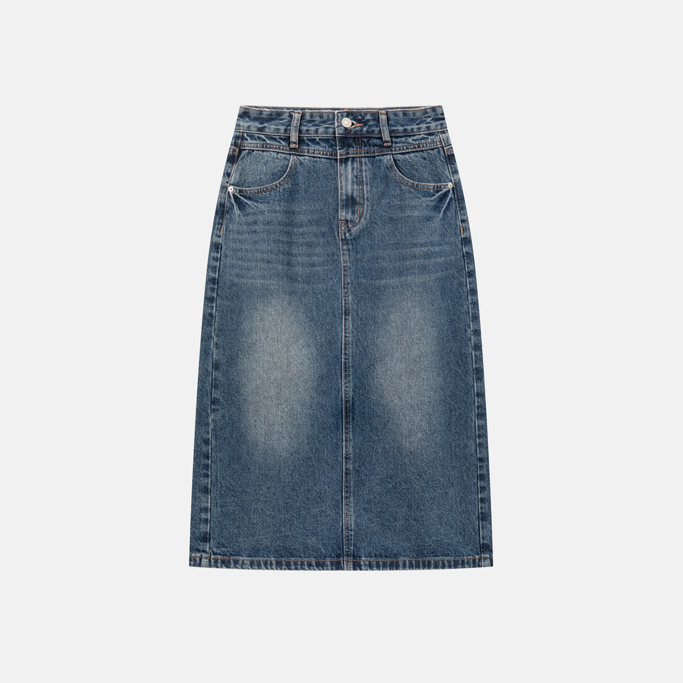 Non-Stretch Denim Cargo Midi Skirt High Waist Slim Fit Washed — product detail 2