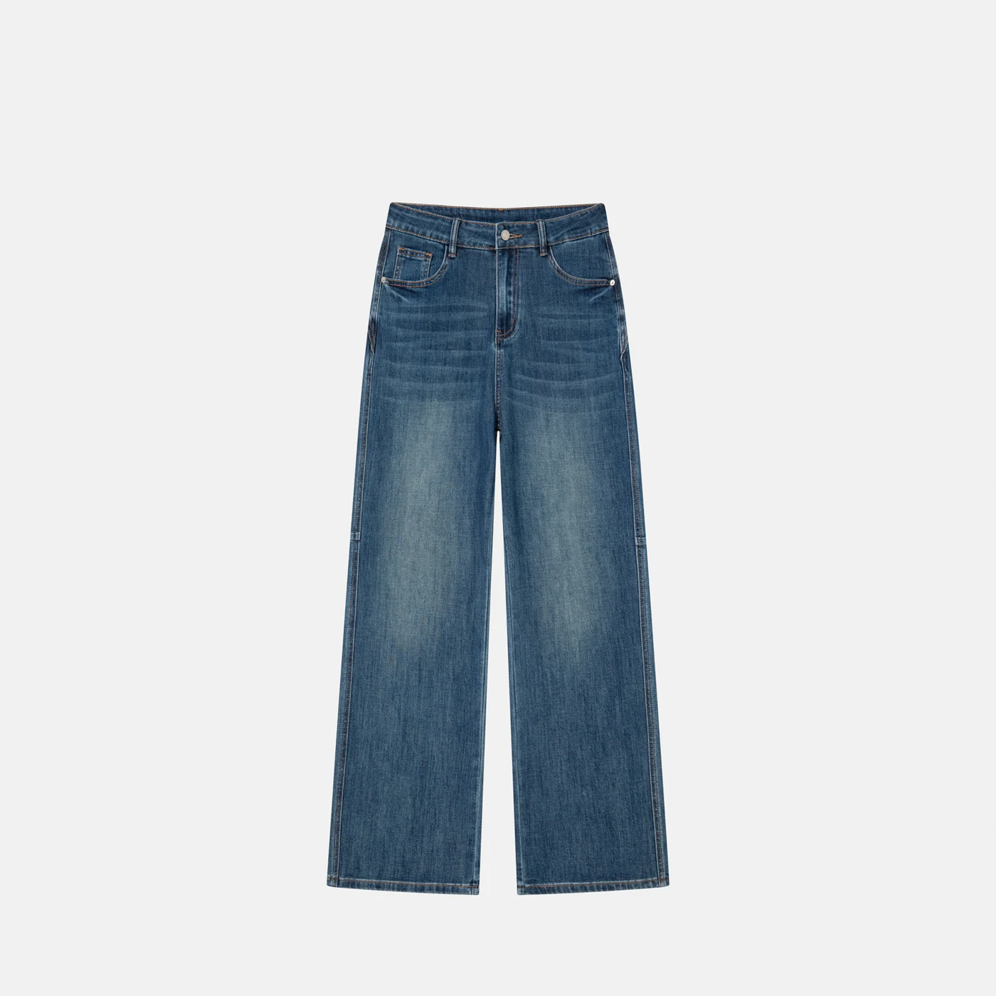 Women's Stretch Straight Leg Jeans Blue Loose Denim Pants — product detail 2