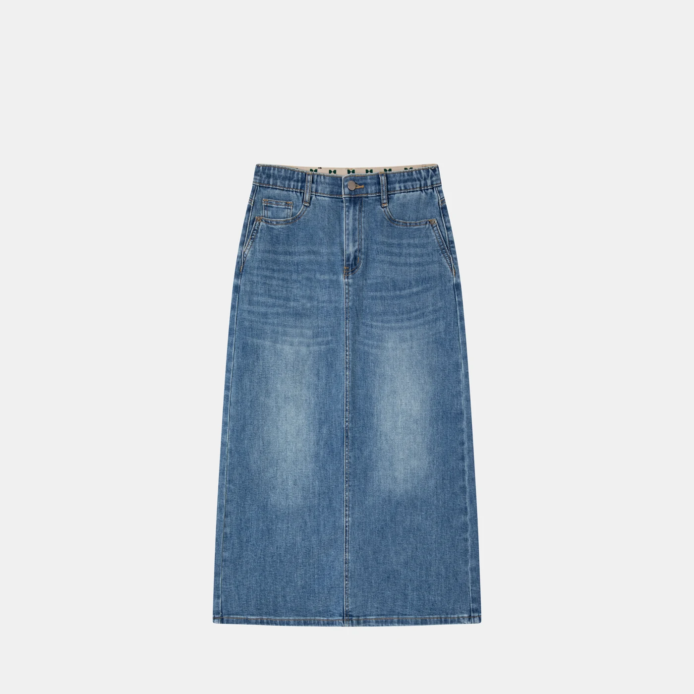 Stretch Denim Cargo Midi Skirt — product detail 2
