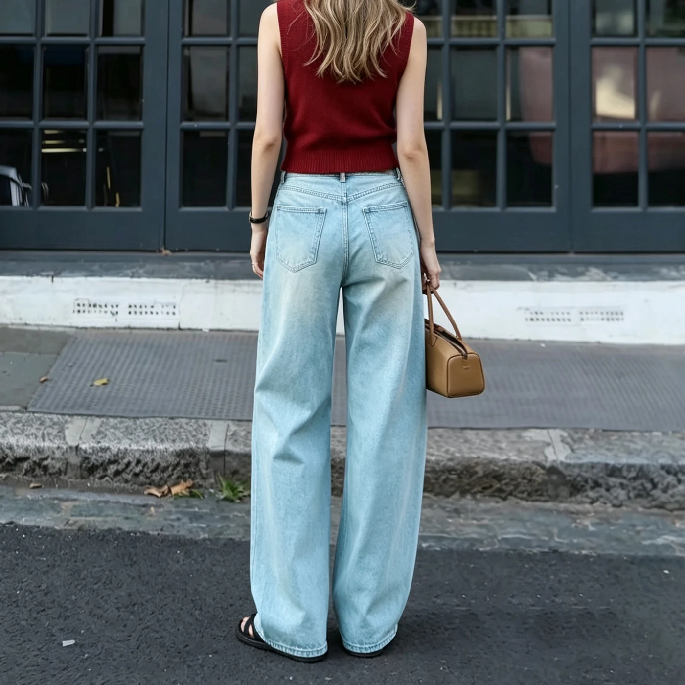 Women's Non-Stretch Wide Leg Jeans High Waist Vintage Denim Pants — product detail 2