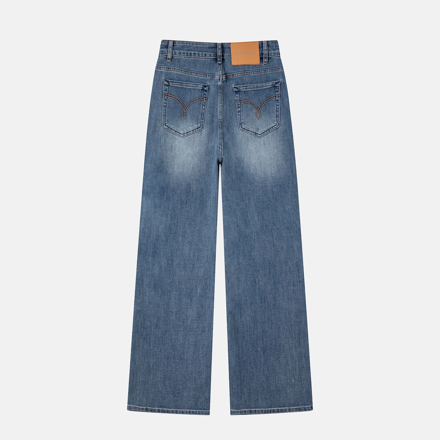 Women's Stretch Straight Leg Jeans Light Blue Denim Pants — product detail 3