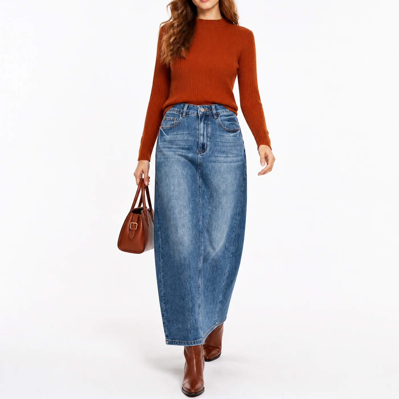 Women's Stretch Denim Cargo Mini Skirt High Waist Washed — product detail 1