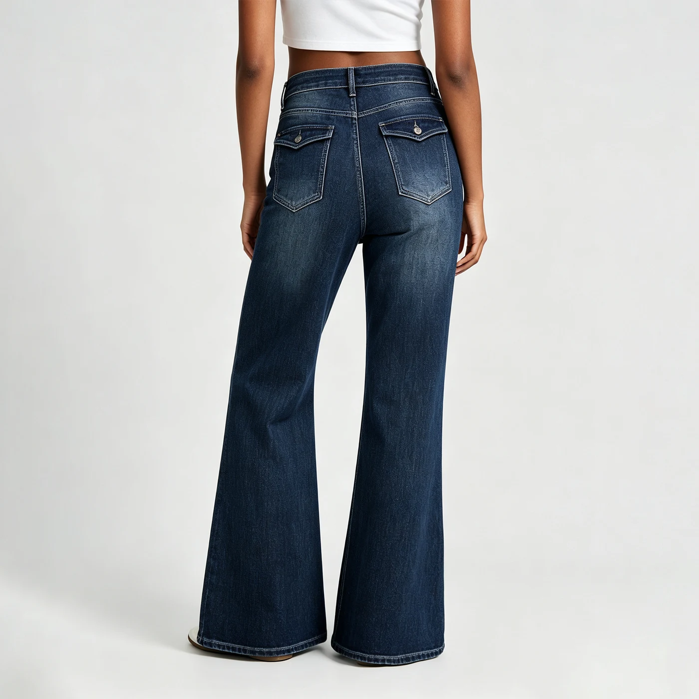 Stretch Flared Jeans High Waist Loose Denim Long Pants — product detail 1