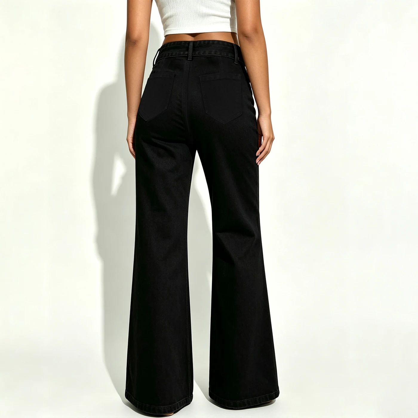 Stretch Flared Jeans High Waist Loose Denim Long Pants — product detail 1