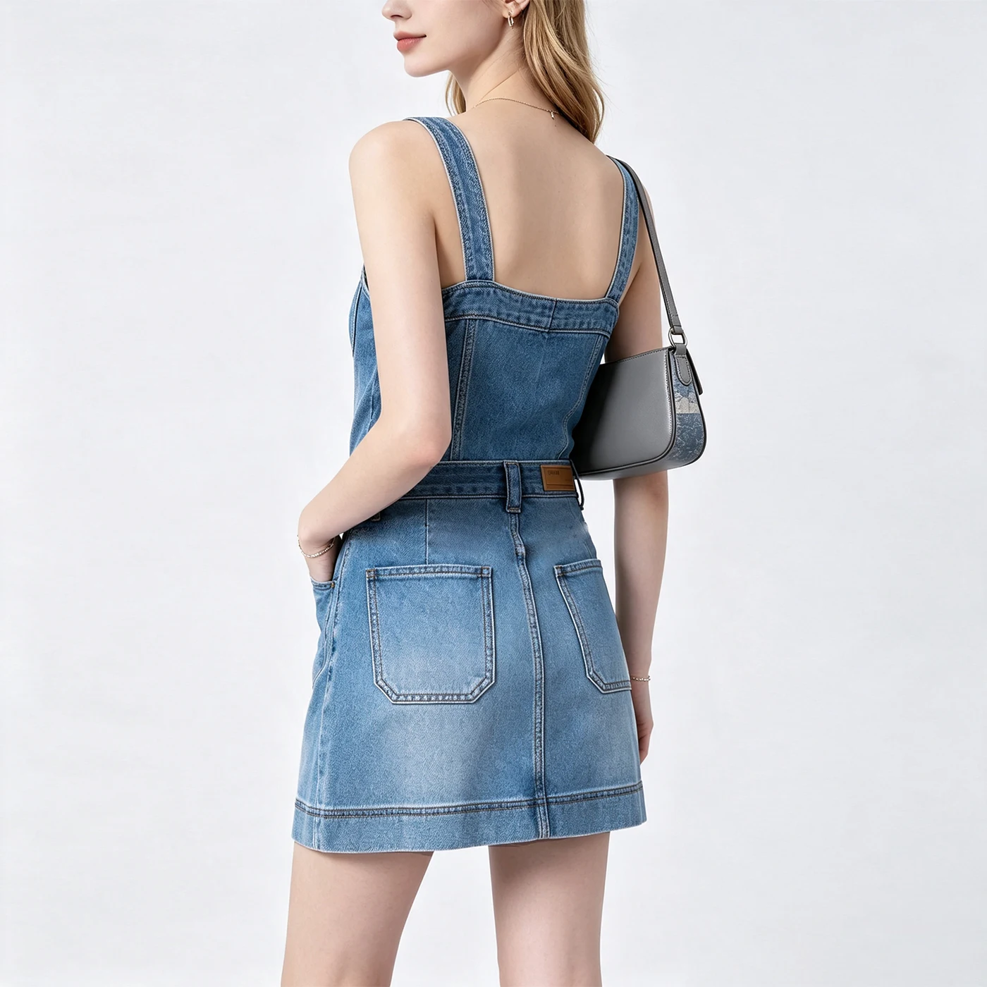 Women's Non-Stretch Denim Cargo Mini Skirt High Waist Washed — product detail 1