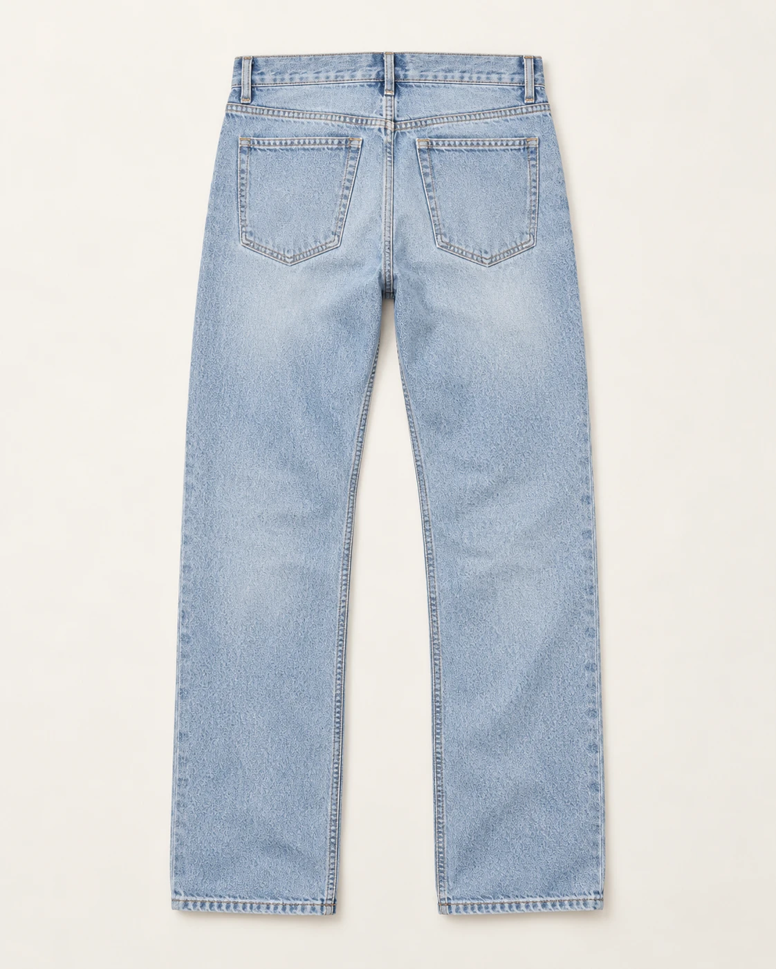 Men's Light-Wash Five-Pocket Jeans — Flat back — AI design visualization