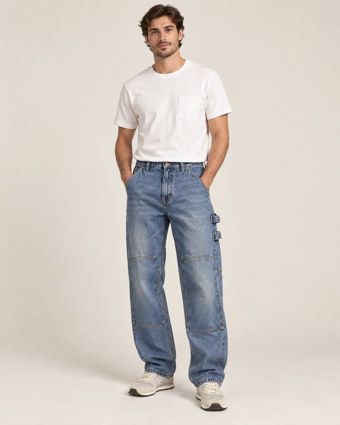 Men's Double-Knee Carpenter Jeans — Model front — AI design visualization