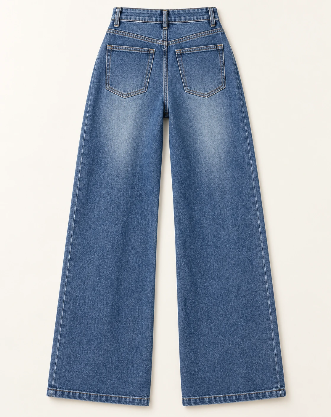 Women's Double-Button Wide-Leg Jeans — Flat back — AI design visualization