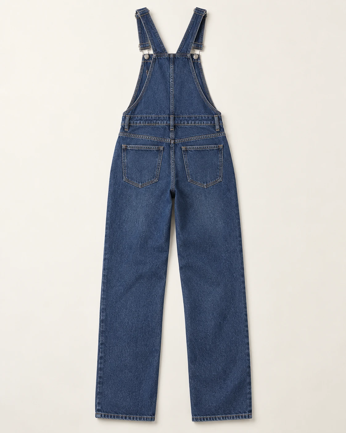 Women's Straight-Leg Denim Overalls — Flat back — AI design visualization