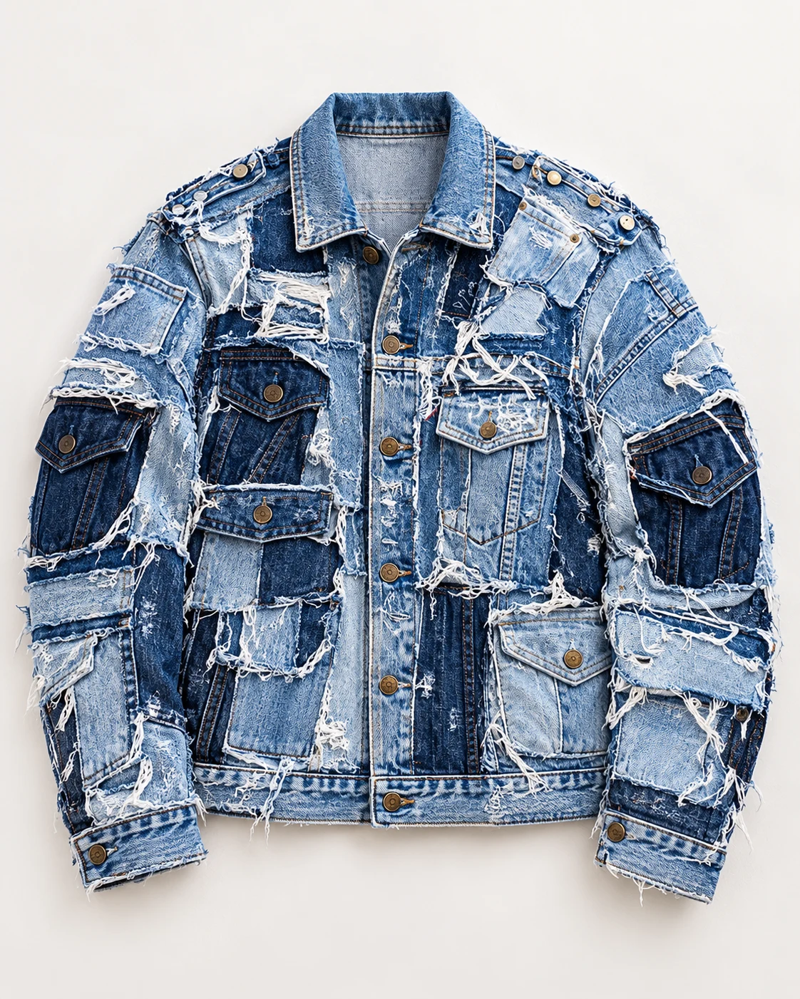 Blue Reconstructed Pocket Denim Jacket — AI design reference 1