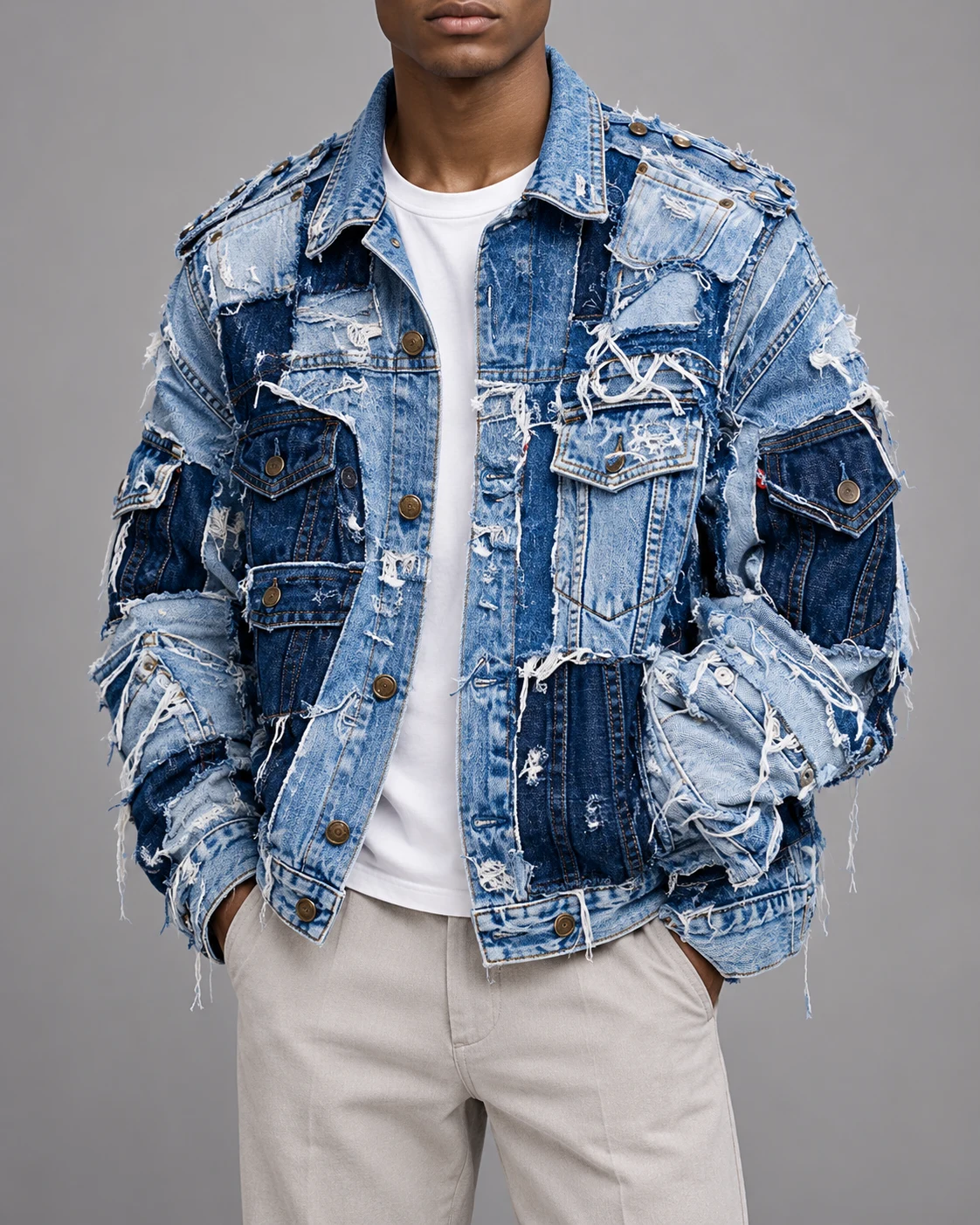 Blue Reconstructed Pocket Denim Jacket — AI design reference 2