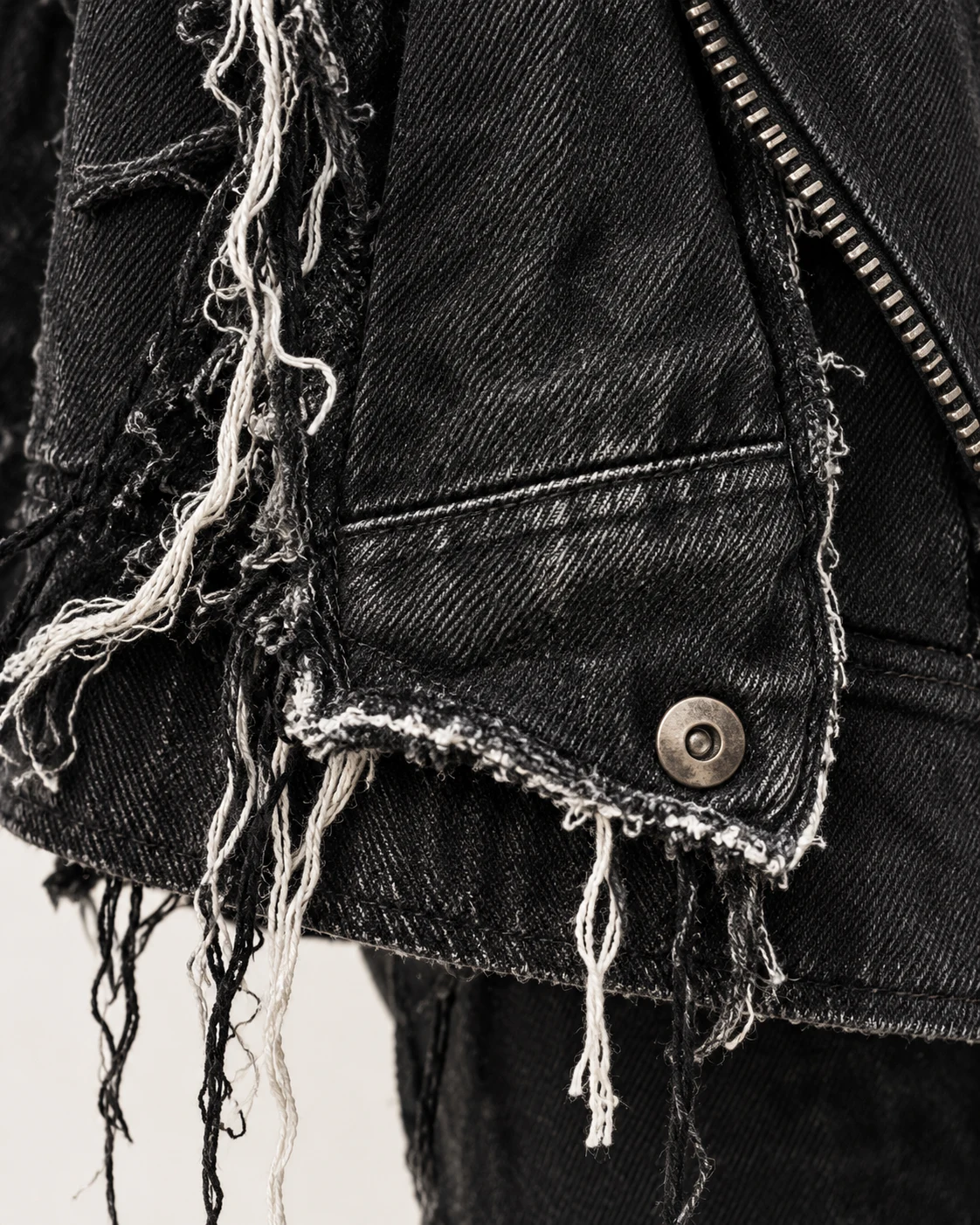 Black Frayed Denim Biker Jacket — AI design reference 5