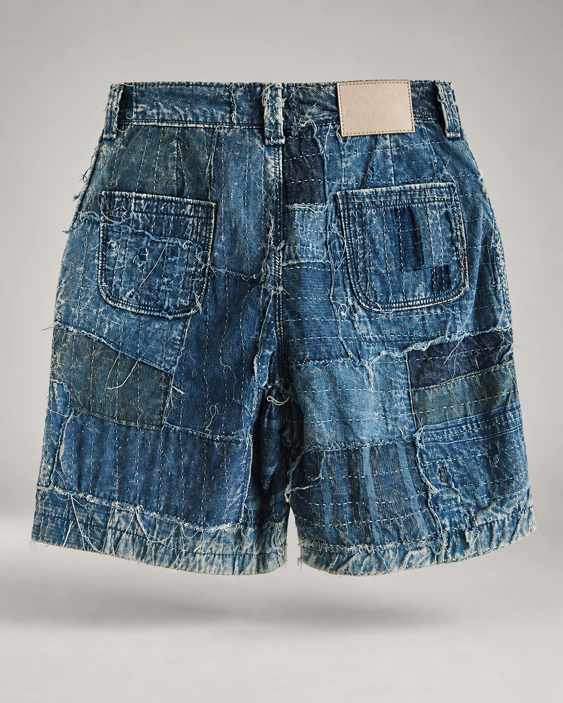 Dark Blue Allover Stitch Denim Shorts — AI design reference 2