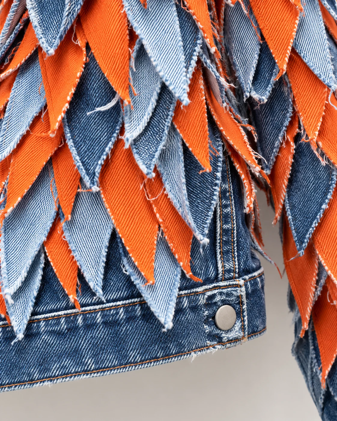 Blue Orange Layered Tab Denim Jacket — AI design reference 5