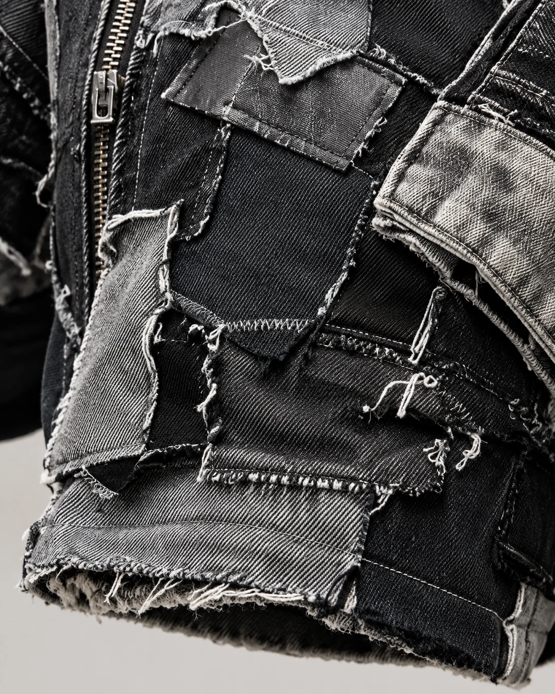 Black Grey Irregular Patchwork Denim Jacket — AI design reference 5