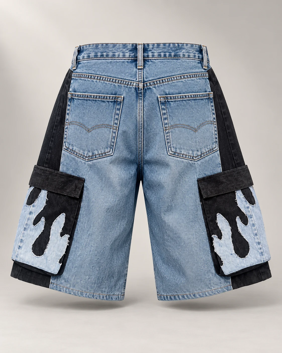 Blue Black Flame Pocket Cargo Shorts — AI design reference 2