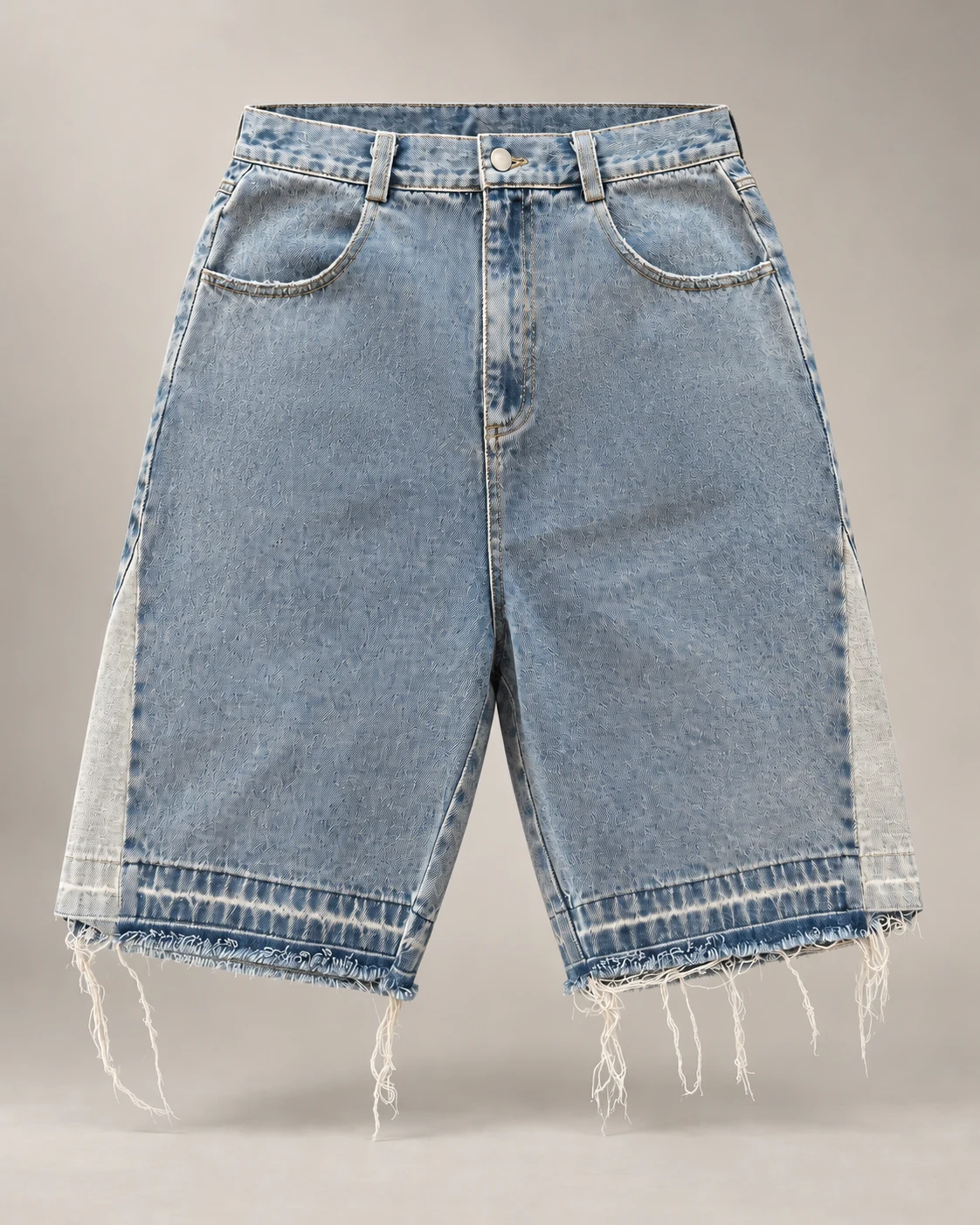 Light Blue Washed Raw-Hem Denim Shorts — AI design reference 1