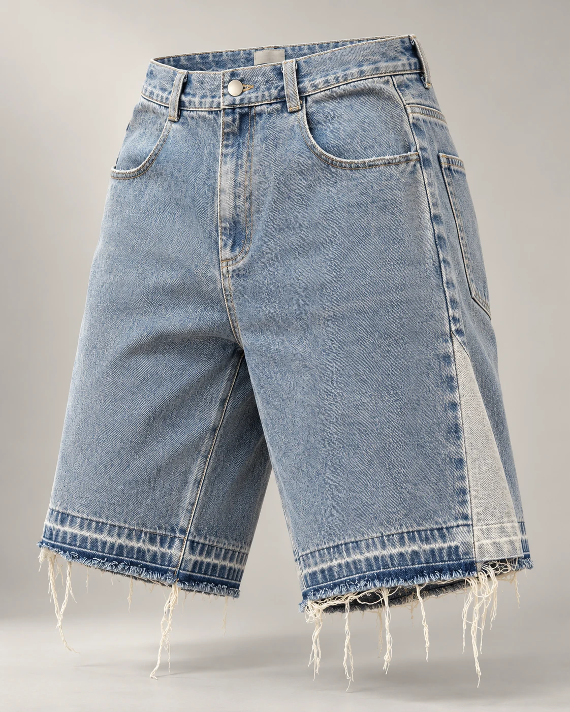 Light Blue Washed Raw-Hem Denim Shorts — AI design reference 3