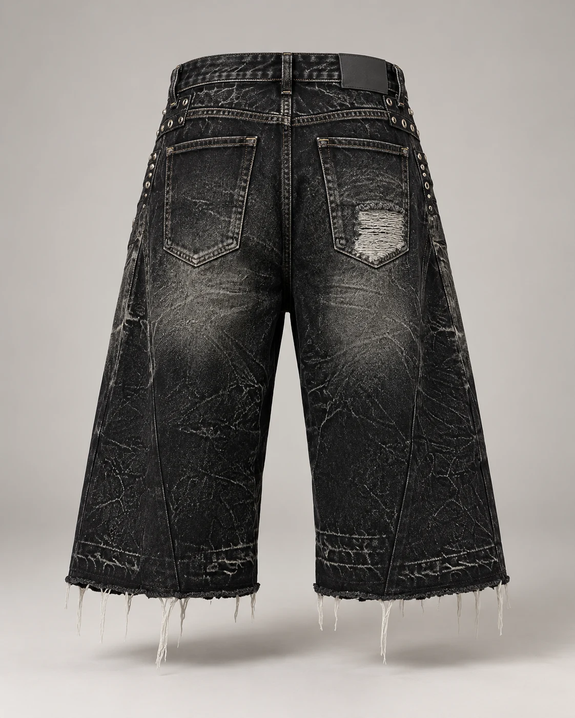Black Heavy Wash Distressed Shorts — AI design reference 2