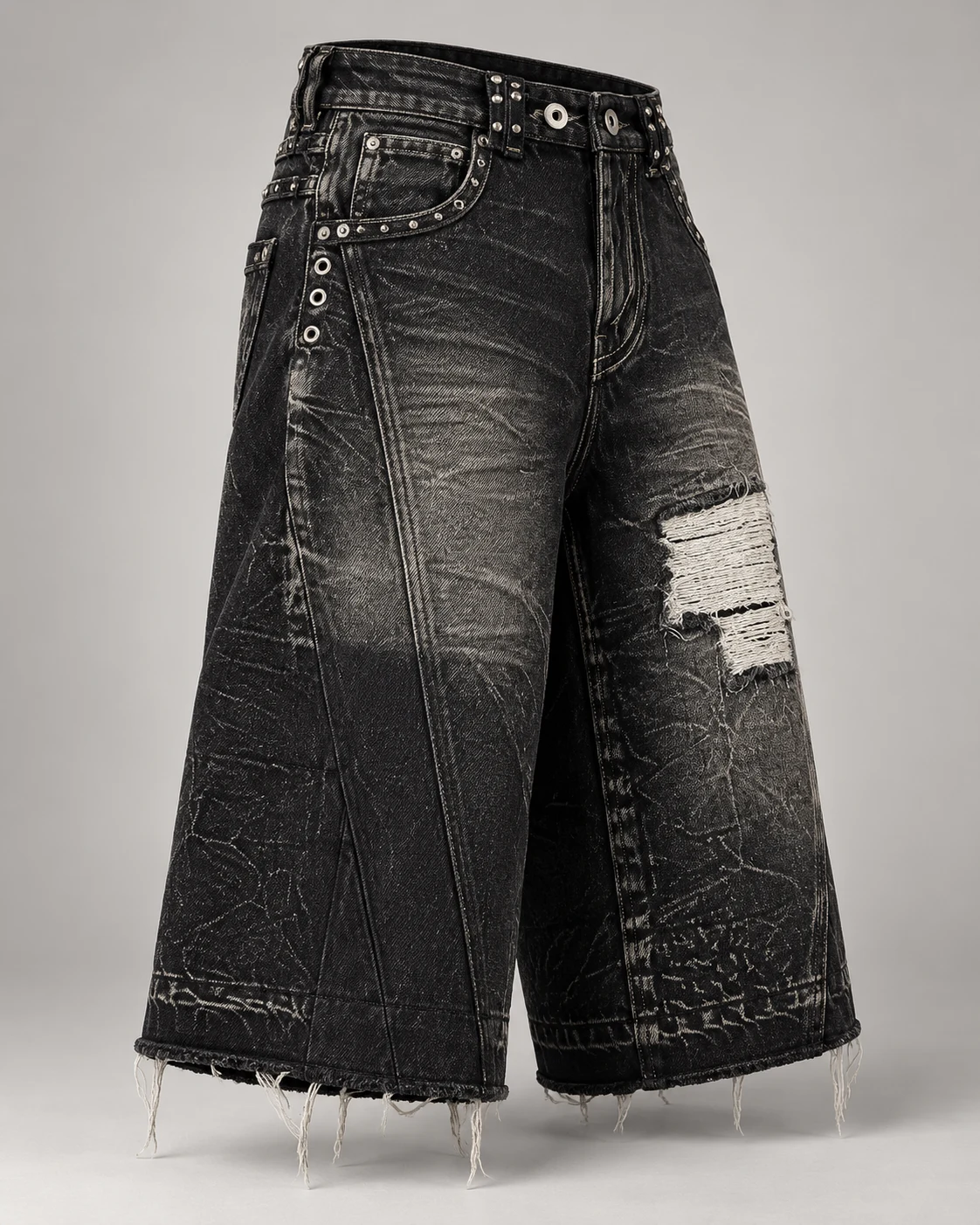 Black Heavy Wash Distressed Shorts — AI design reference 3