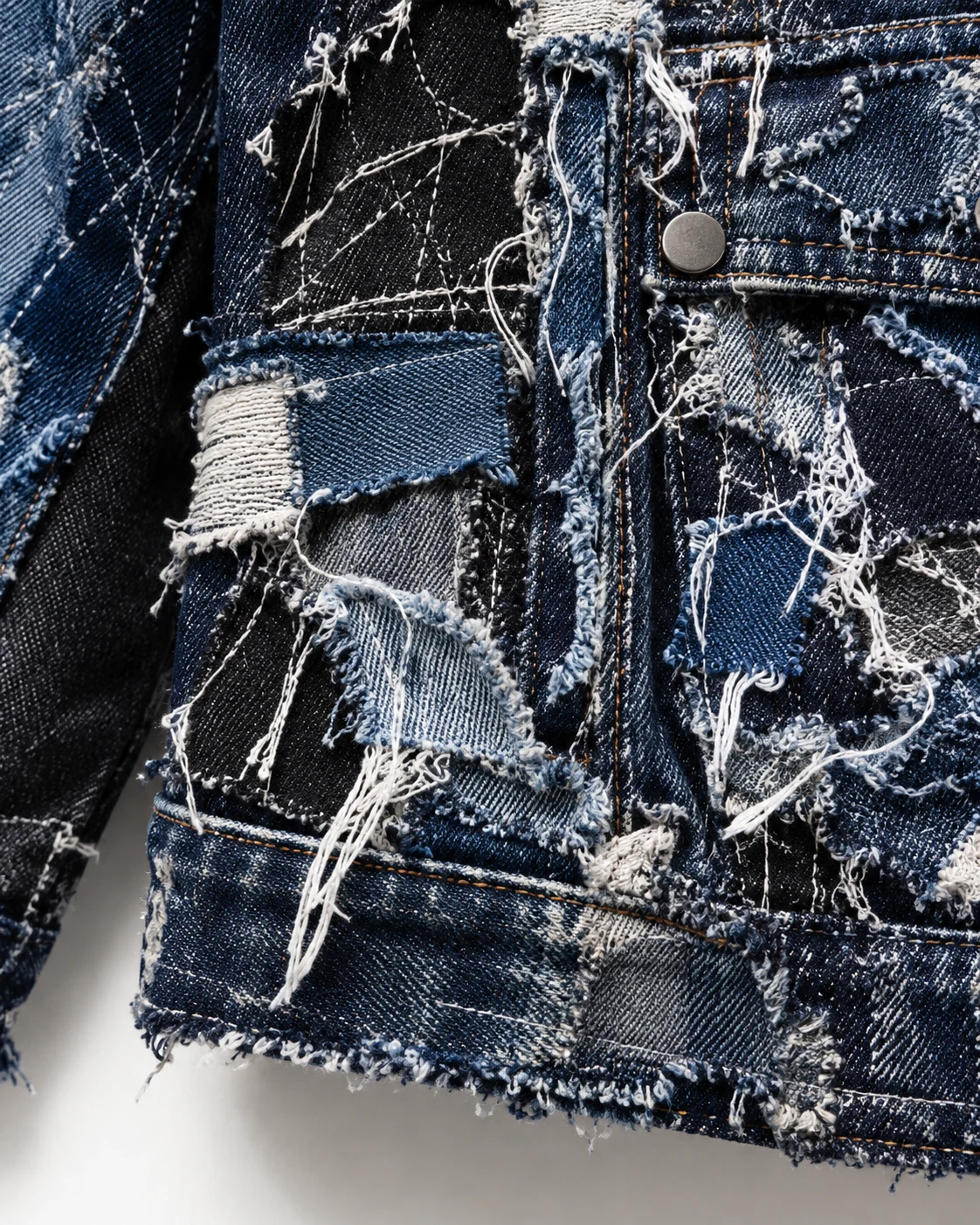 Dark Blue Reconstructed Scrap Denim Jacket — AI design reference 5