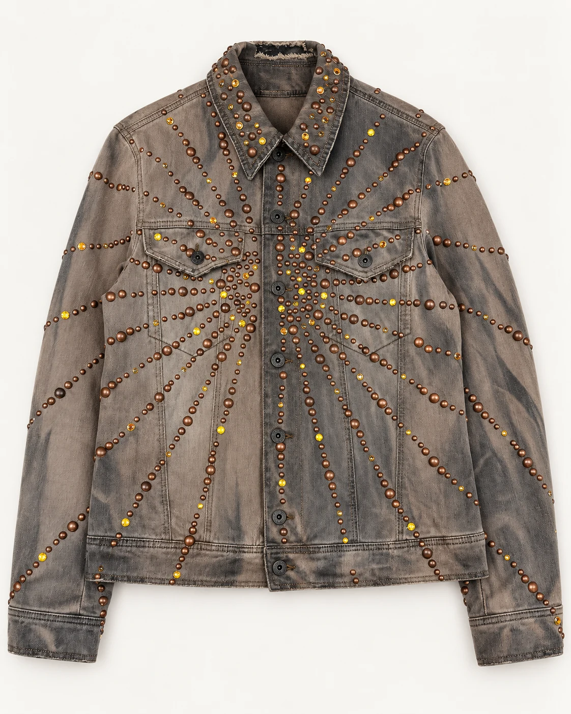Taupe Radial Stud Denim Jacket — AI design reference 1