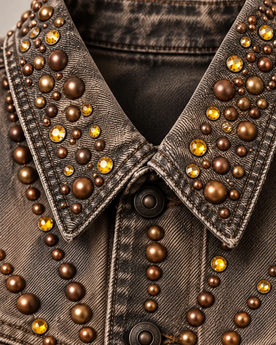 Taupe Radial Stud Denim Jacket — AI design reference 4