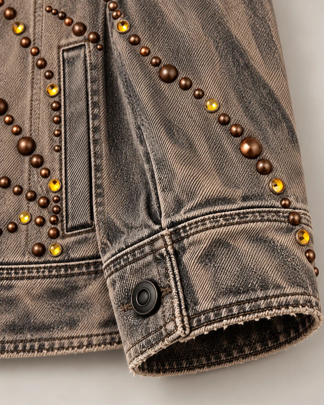 Taupe Radial Stud Denim Jacket — AI design reference 5