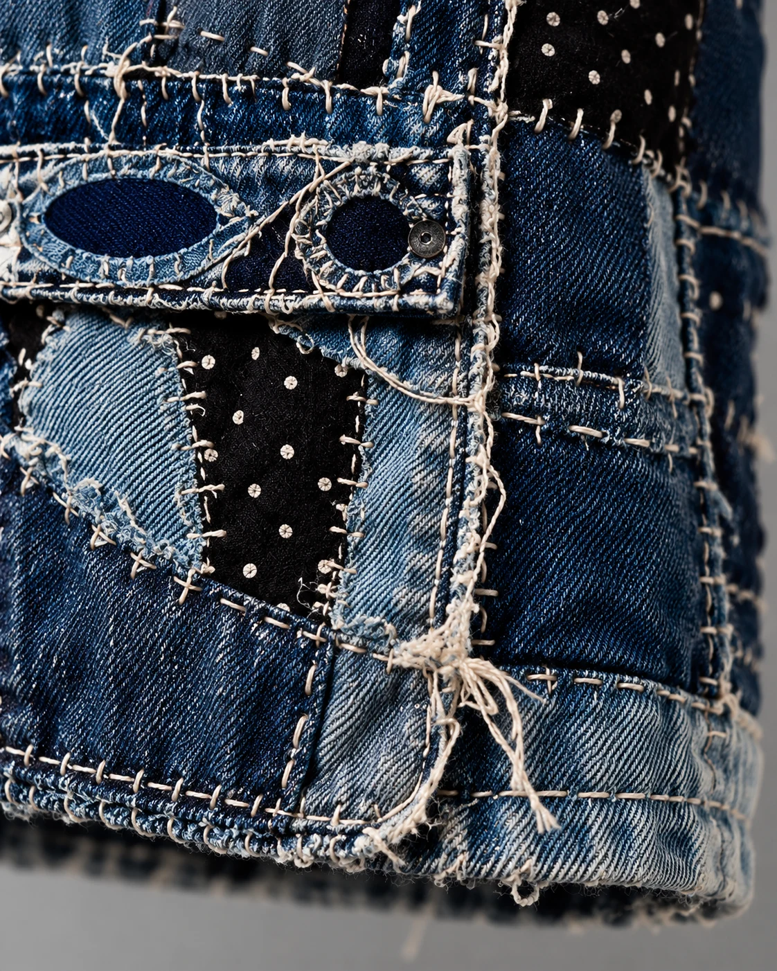 Blue Skull Boro Patchwork Denim Jacket — AI design reference 5