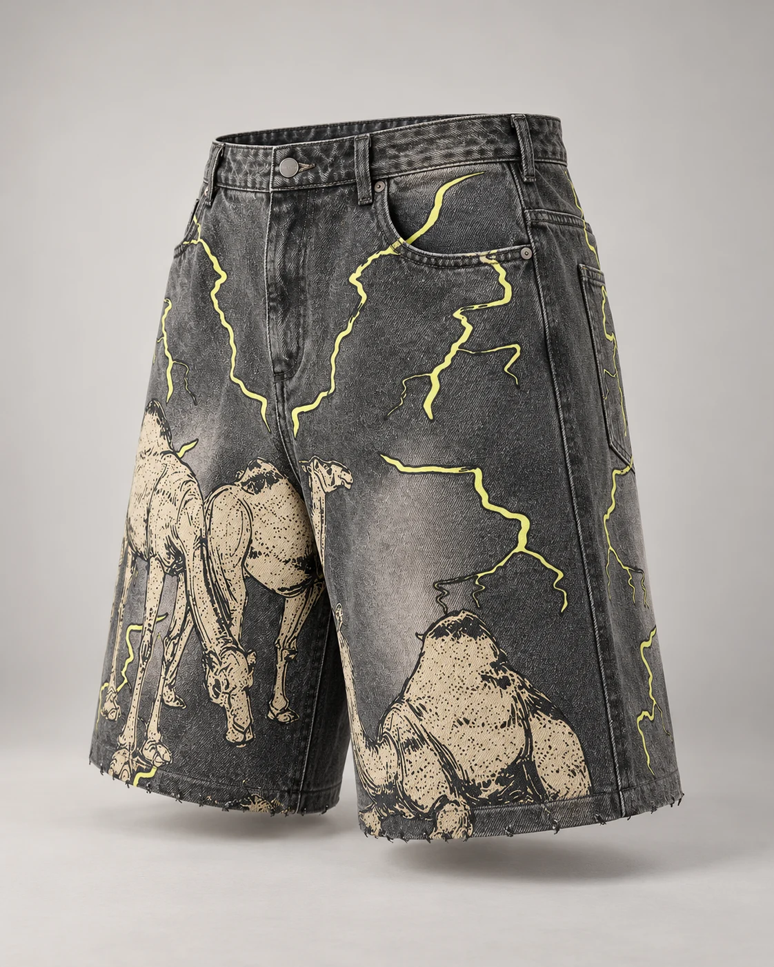 Grey Black Camel Graphic Shorts — AI design reference 3