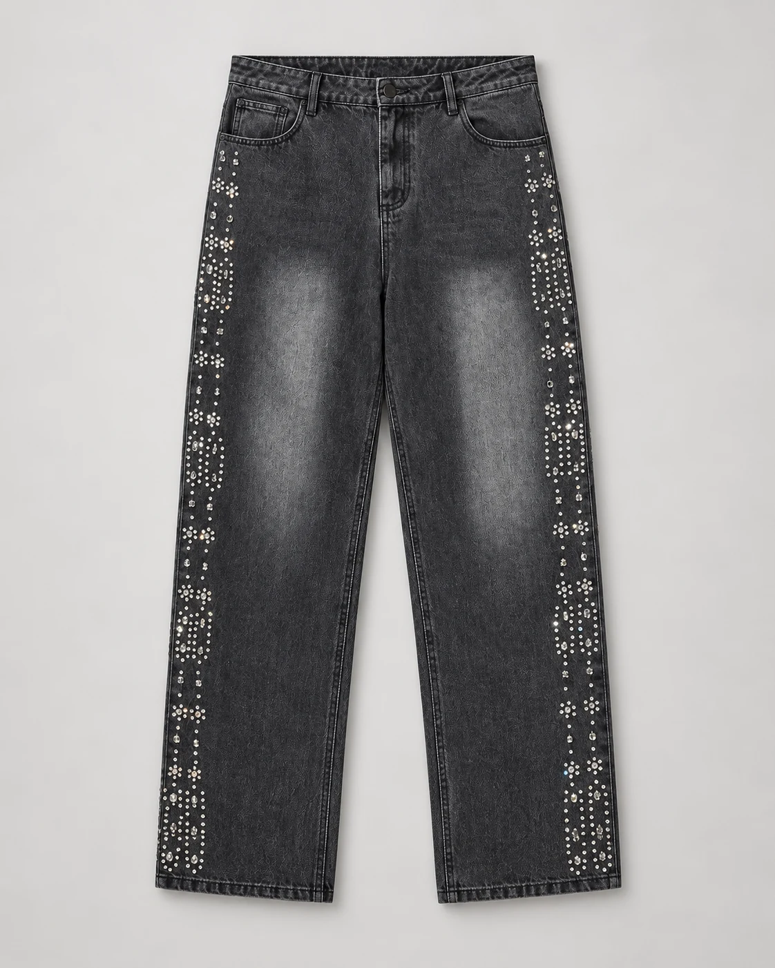 Charcoal Stud-Detail Wide-Leg Jeans — AI design reference 1