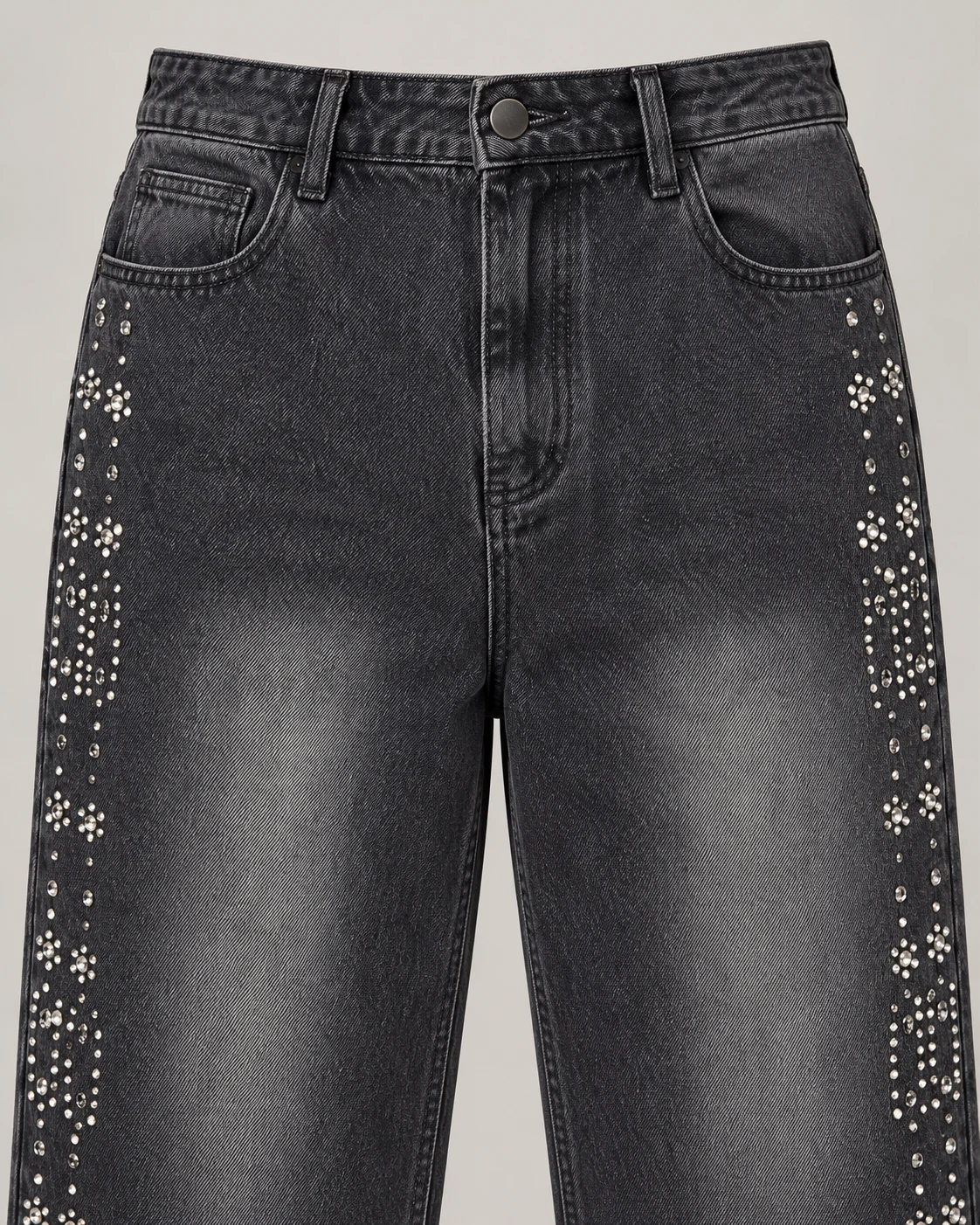 Charcoal Stud-Detail Wide-Leg Jeans — AI design reference 3
