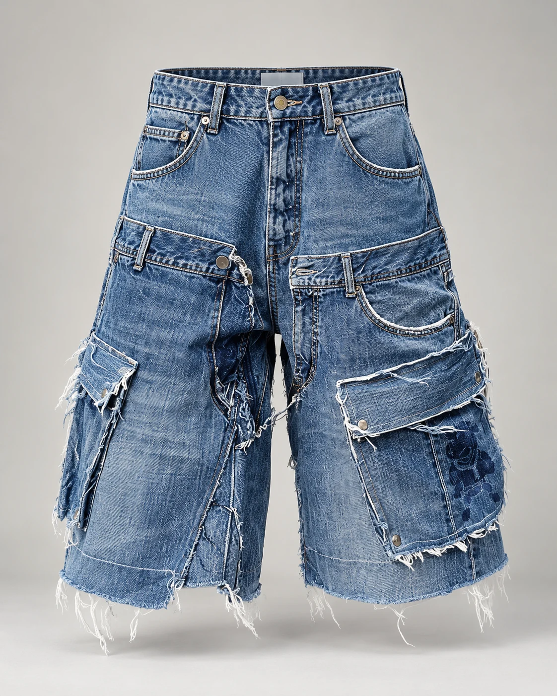 Blue Layered Pocket Denim Shorts — AI design reference 1