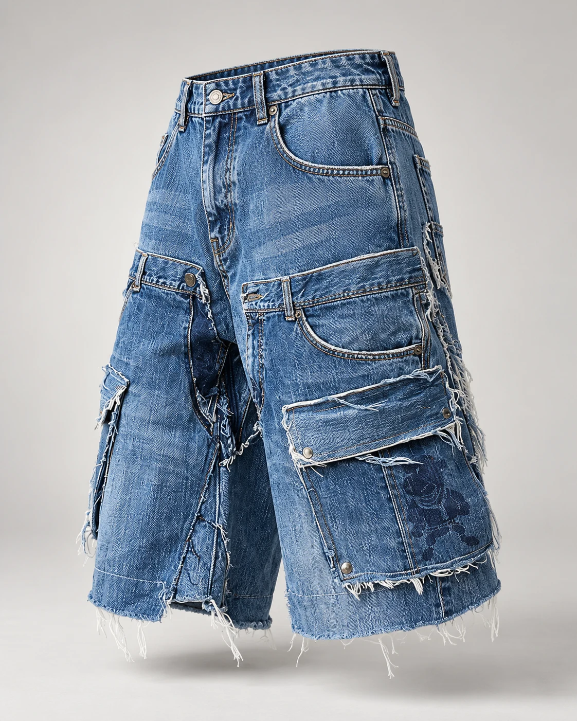 Blue Layered Pocket Denim Shorts — AI design reference 3