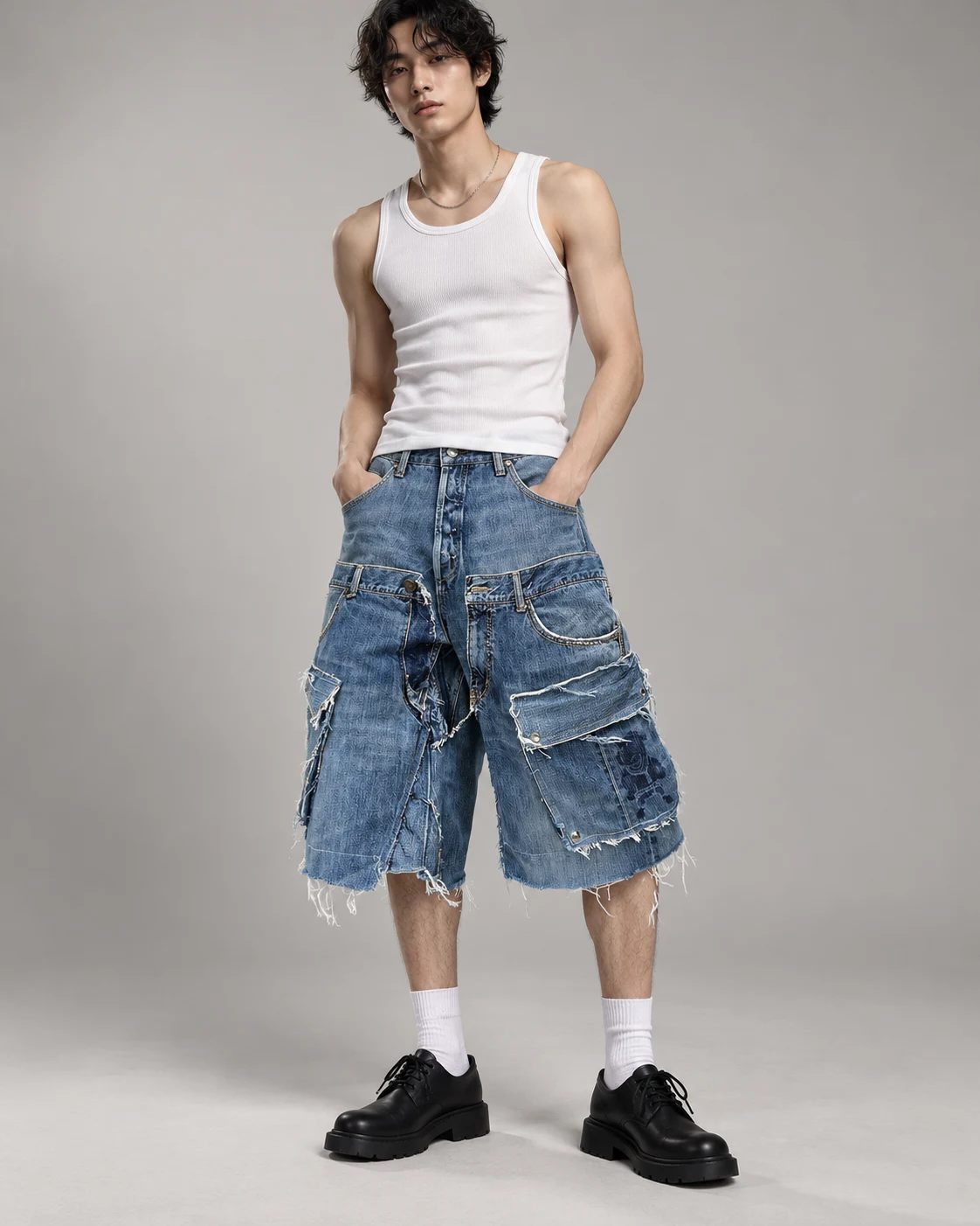 Blue Layered Pocket Denim Shorts — AI design reference 4