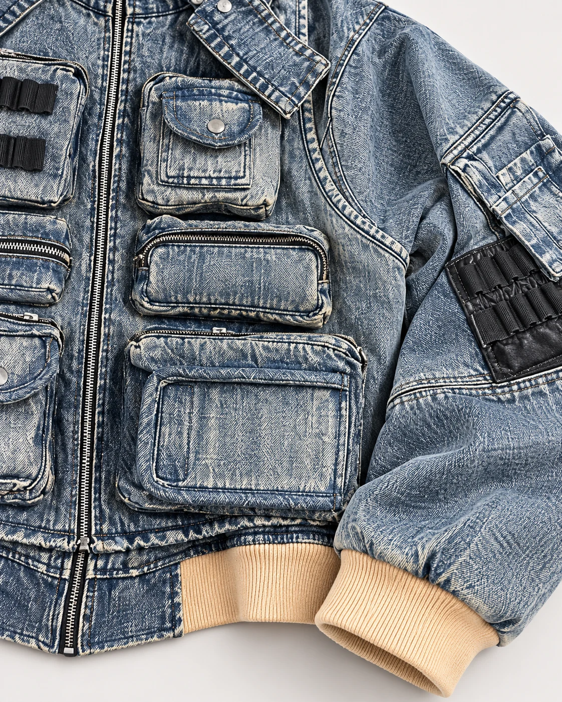 Multi-Pocket Utility Denim Hooded Jacket — AI design reference 5