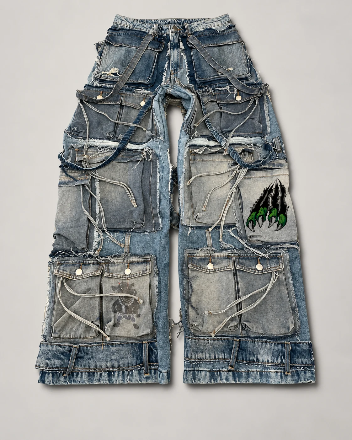 Patchwork Multi-Pocket Cargo Jeans — AI design reference 1