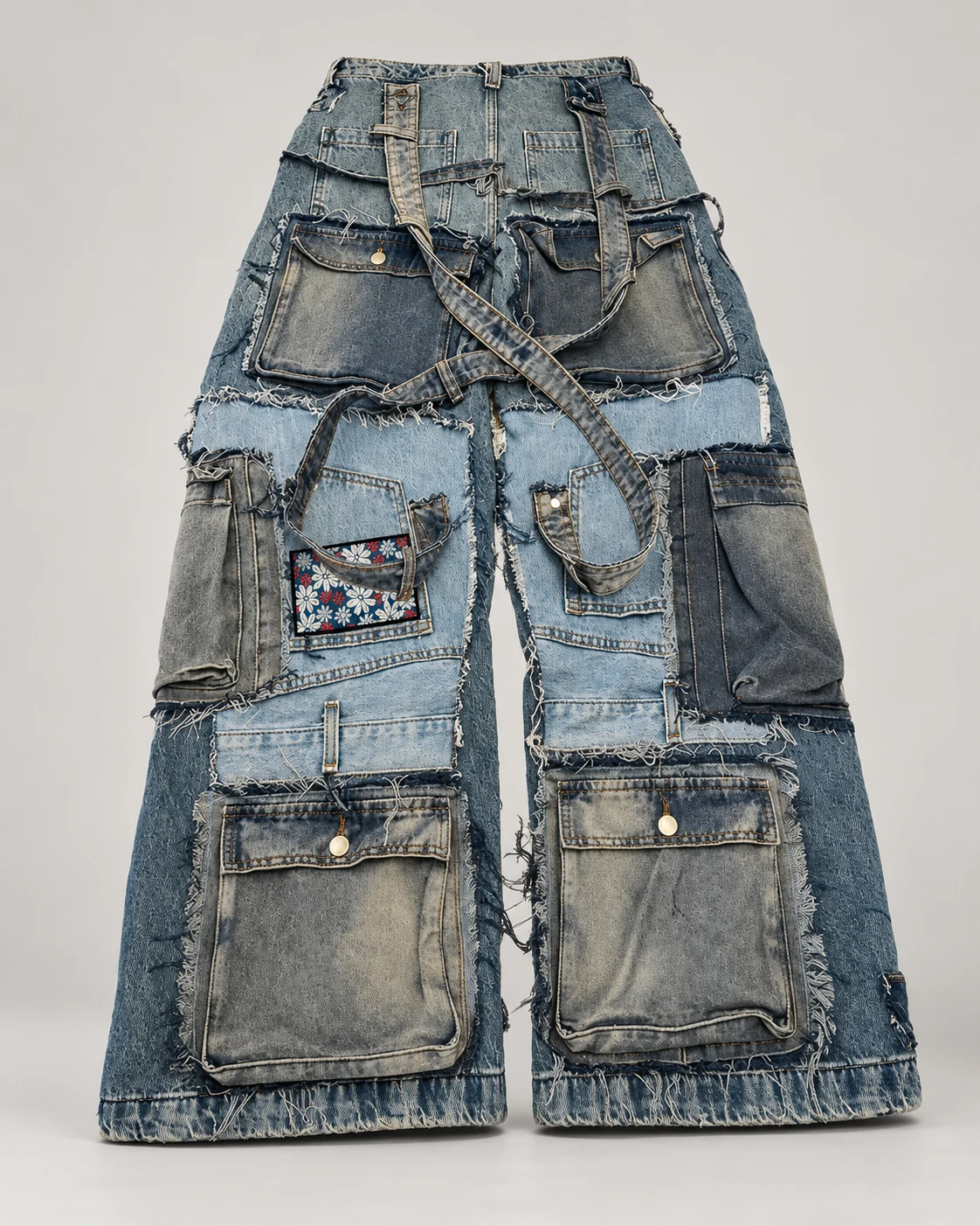 Patchwork Multi-Pocket Cargo Jeans — AI design reference 2