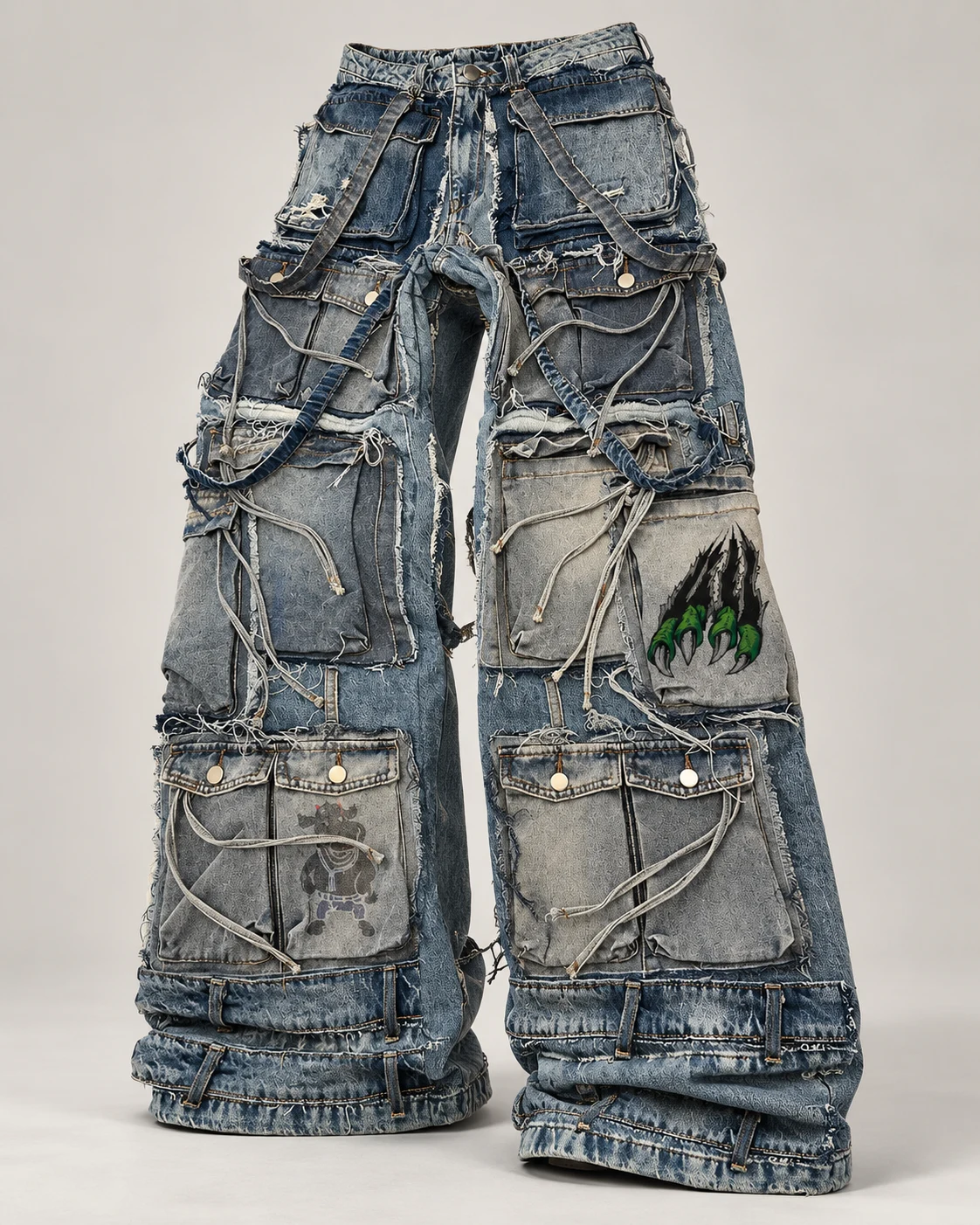 Patchwork Multi-Pocket Cargo Jeans — AI design reference 5