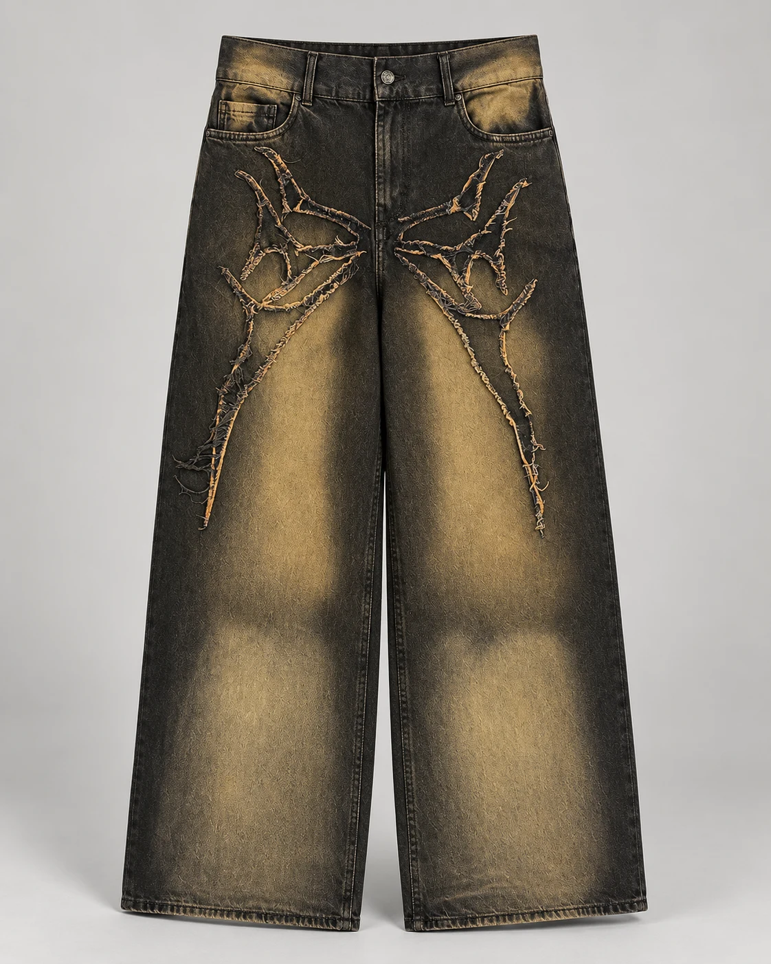 Vintage Brown Thorn-Detail Baggy Jeans — AI design reference 1