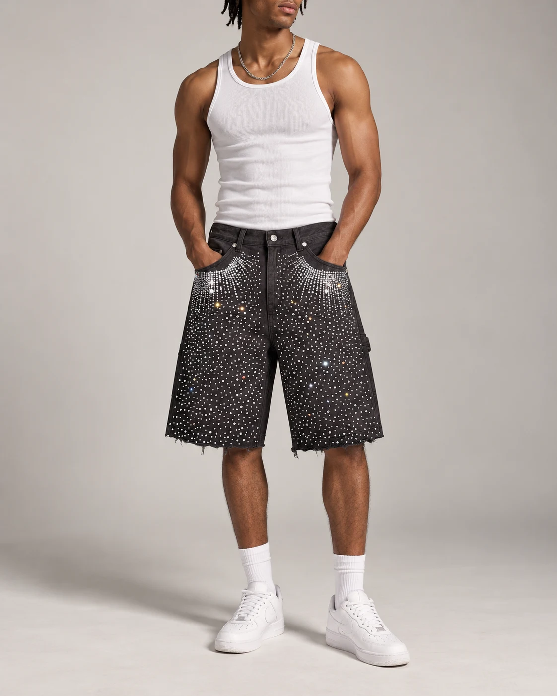 Dark Rhinestone Gradient Shorts — AI design reference 4