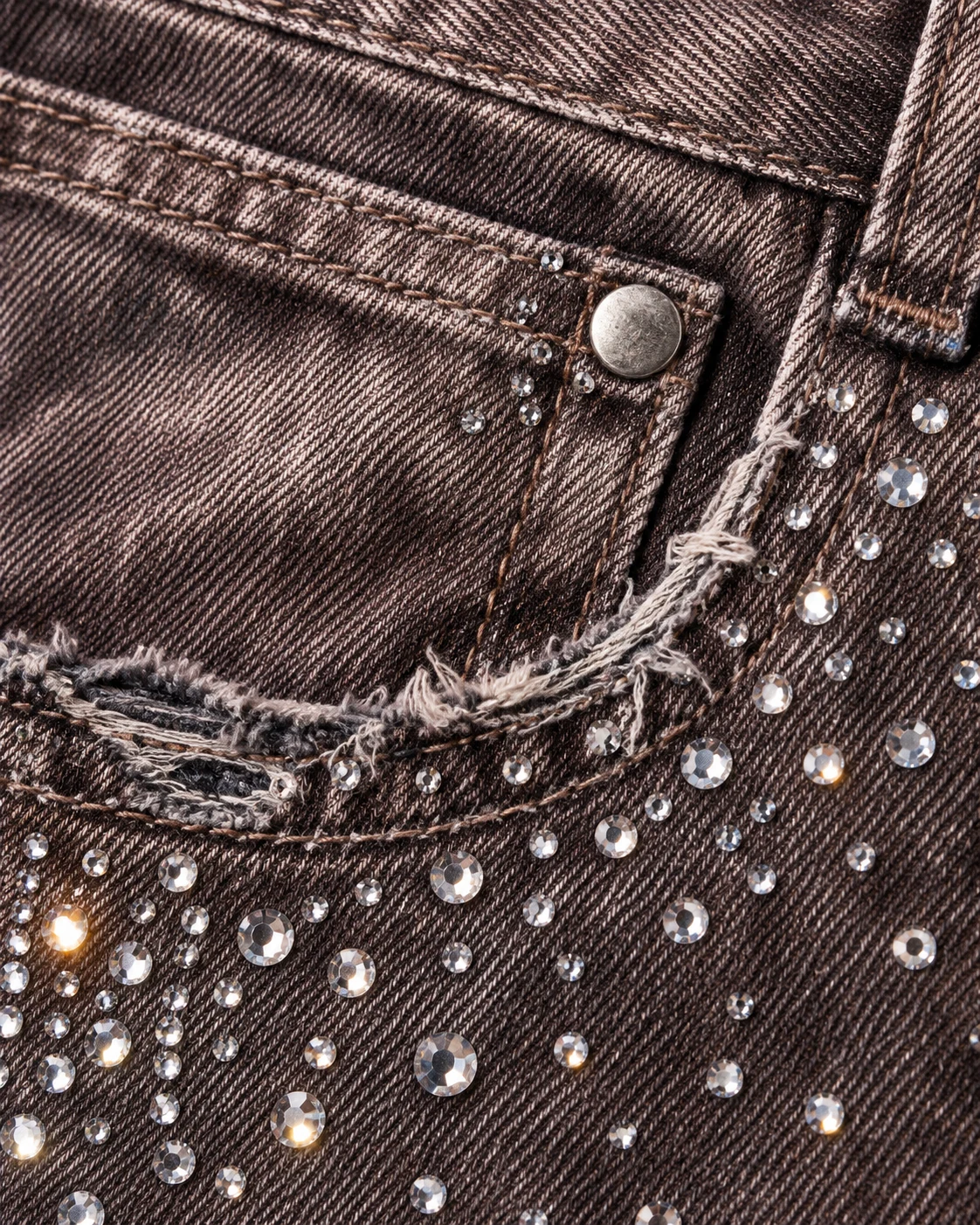 Grey Brown Rhinestone Utility Shorts — AI design reference 5