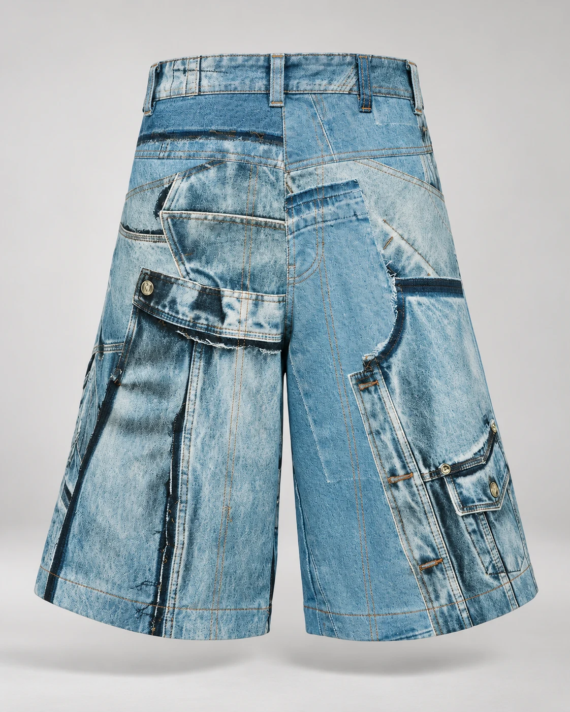 Light Blue Patchwork Cargo Shorts — AI design reference 2