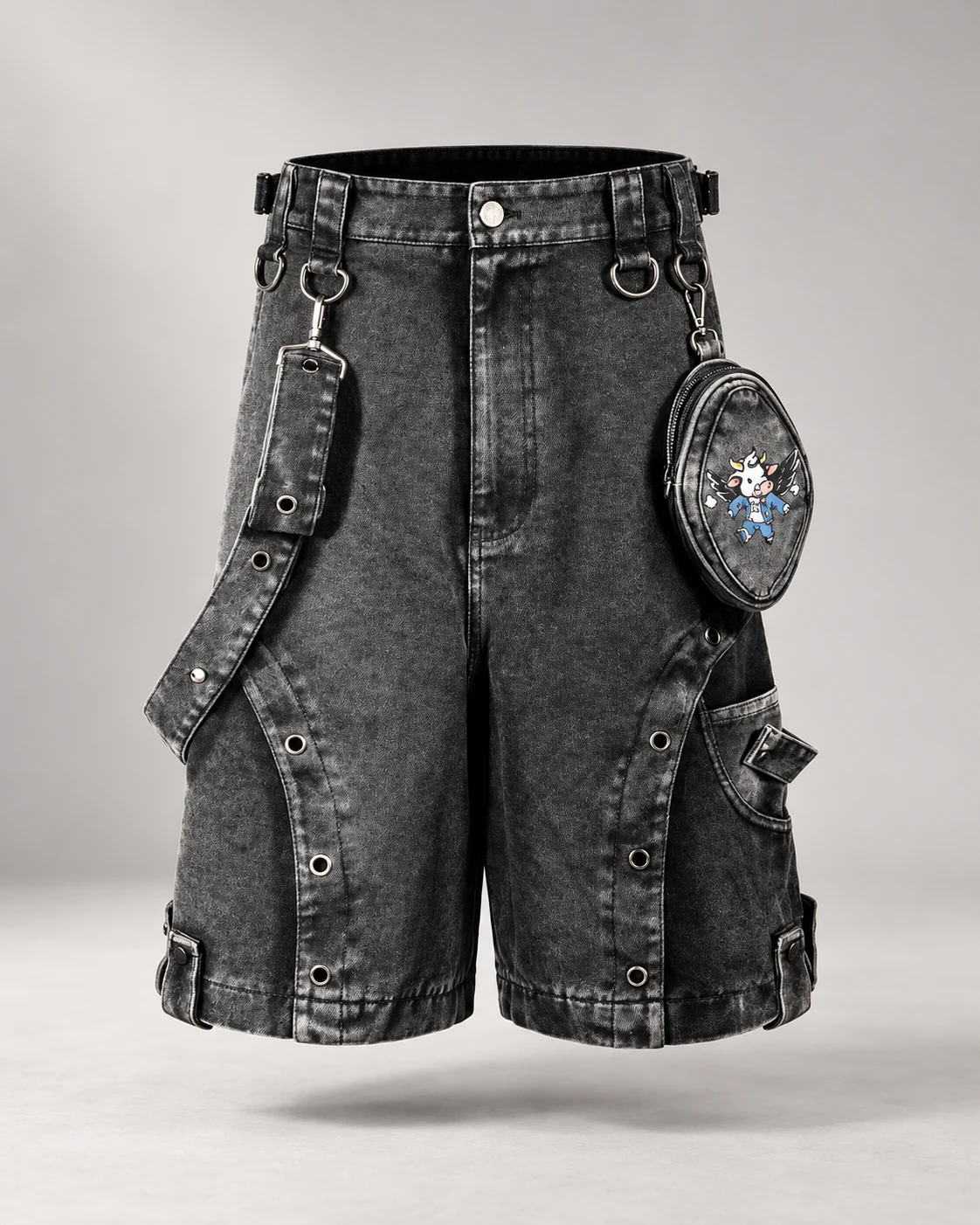 Black Grey Cargo Pouch Shorts — AI design reference 1