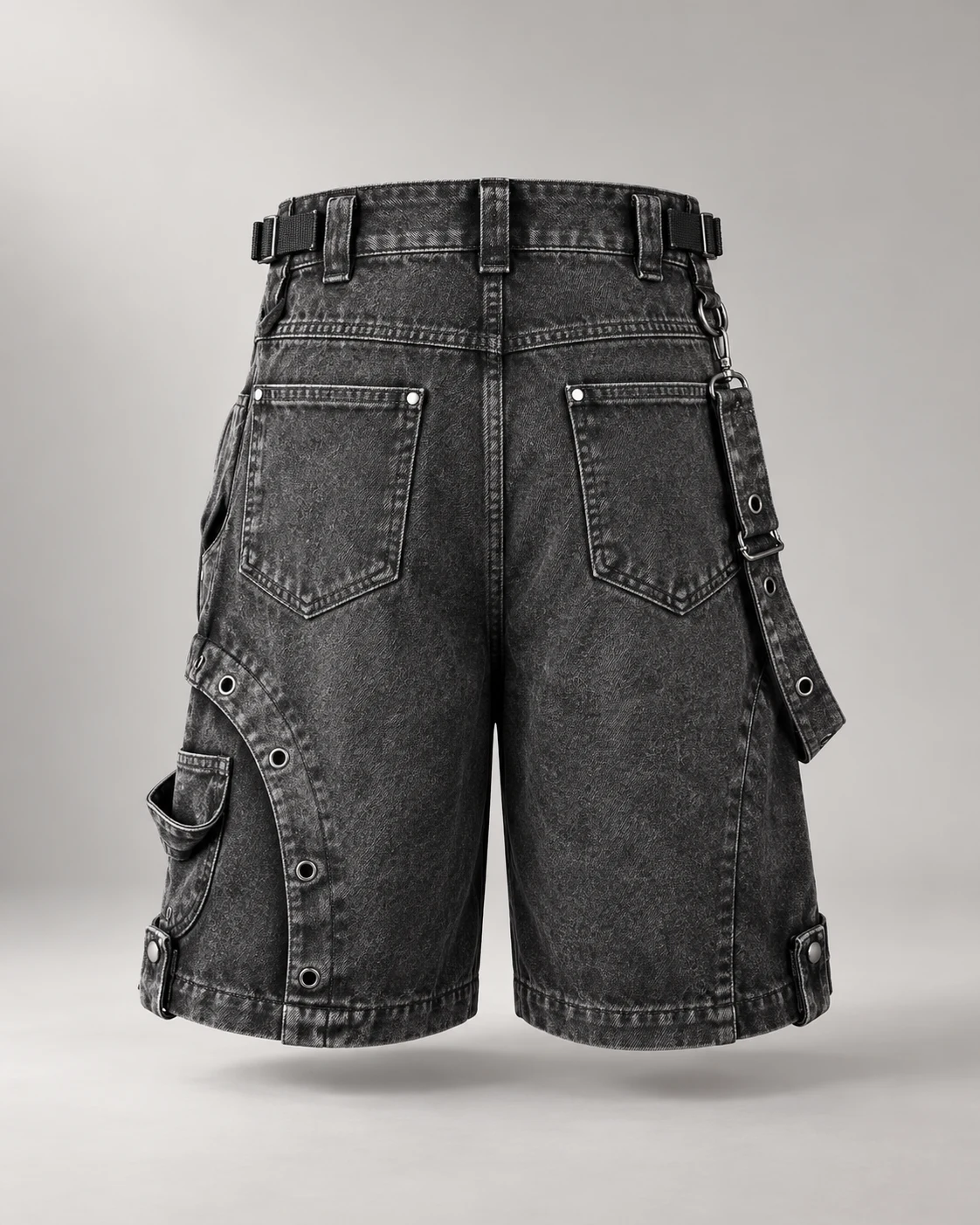 Black Grey Cargo Pouch Shorts — AI design reference 2