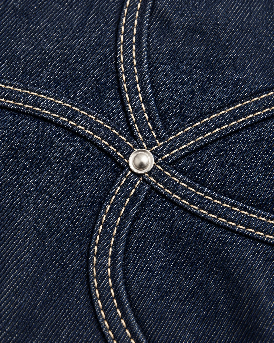 Circular-Stitch Rivet Denim Shorts — AI design reference 4
