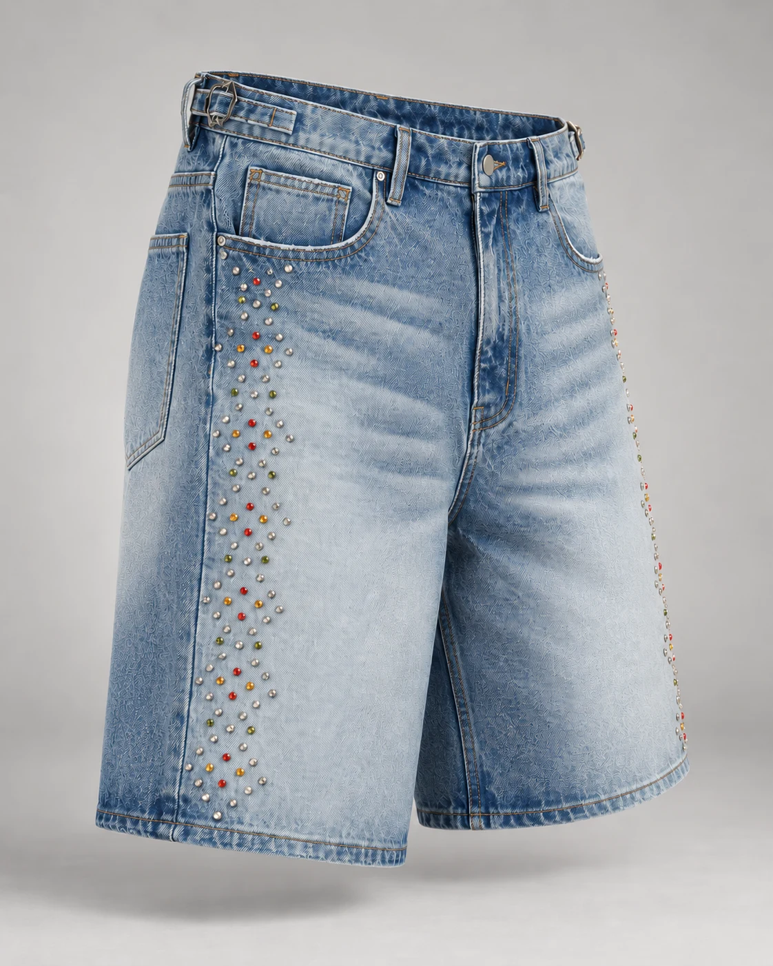 Light Blue Colorful Rivet Shorts — AI design reference 3