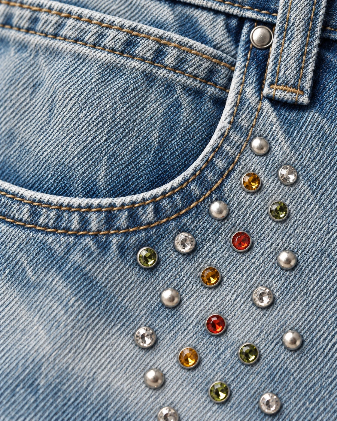 Light Blue Colorful Rivet Shorts — AI design reference 5